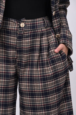 Completo tartan crop - Blu