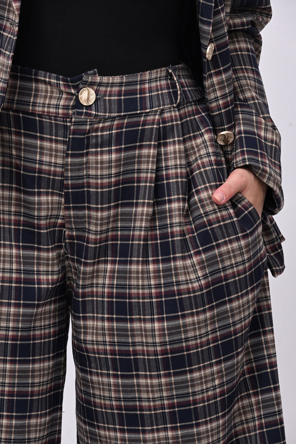 Completo tartan crop - Blu