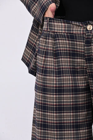 Completo tartan crop - Blu