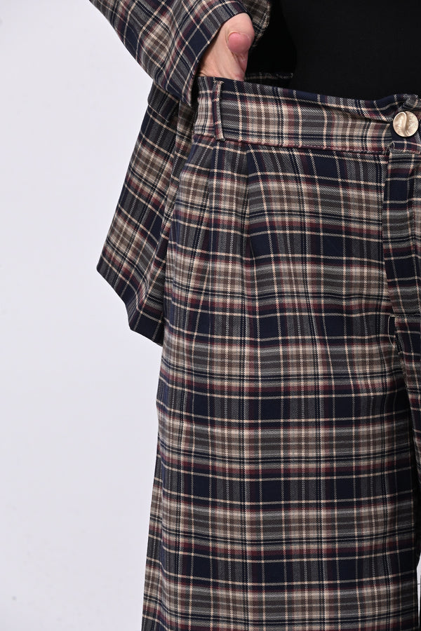 Completo tartan crop - Blu