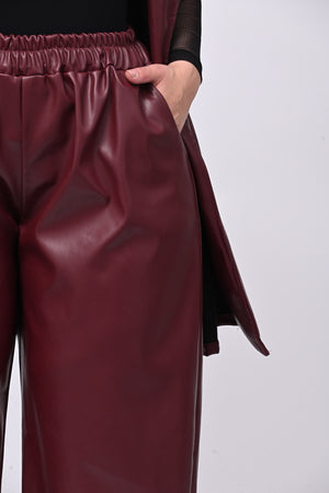 Completo ecopelle gilet - Vino
