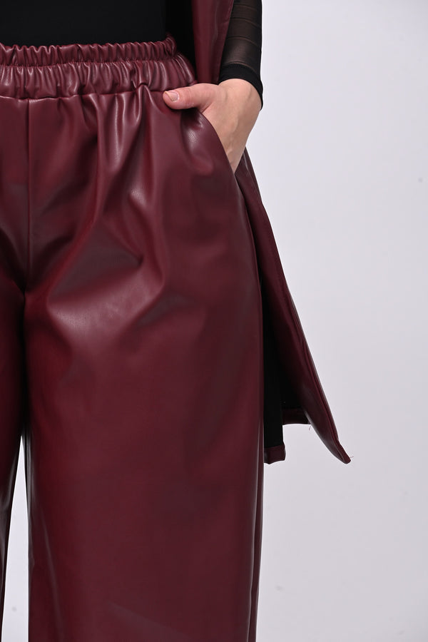 Completo ecopelle gilet - Vino