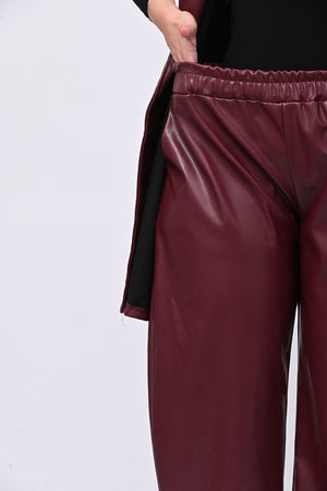 Completo ecopelle gilet - Vino