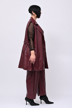 Completo ecopelle gilet - Vino
