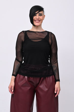 Maglia tulle lunga - Nero