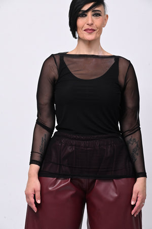 Maglia tulle lunga - Nero