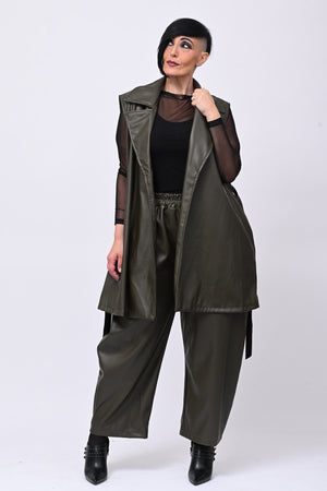 Completo ecopelle gilet - Militare