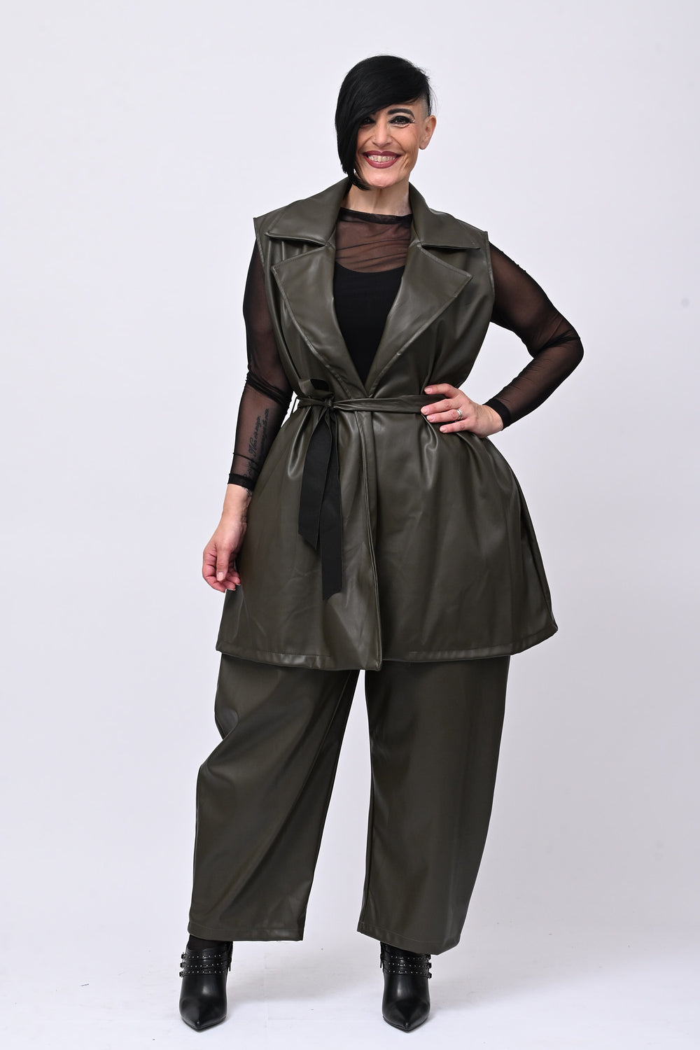 Completo ecopelle gilet - Militare