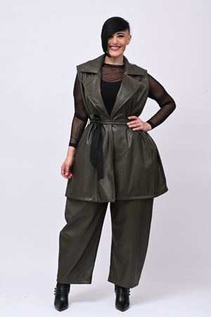Completo ecopelle gilet - Militare