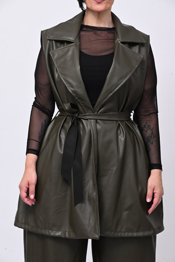 Completo ecopelle gilet - Militare