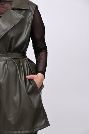 Completo ecopelle gilet - Militare