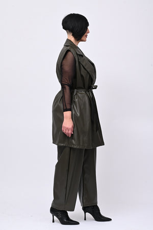 Completo ecopelle gilet - Militare