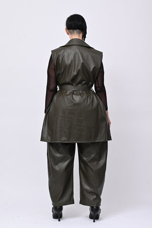 Completo ecopelle gilet - Militare