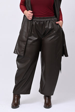 Completo ecopelle gilet - Moro