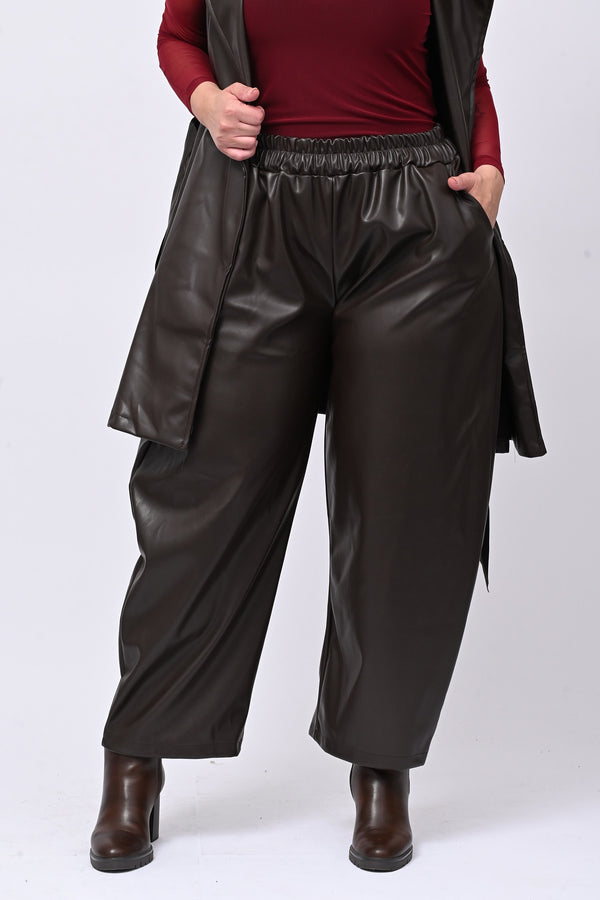 Completo ecopelle gilet - Moro