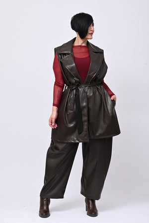 Completo ecopelle gilet - Moro