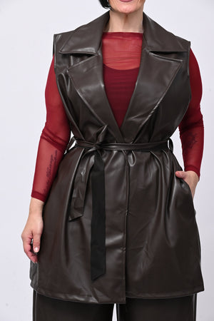 Completo ecopelle gilet - Moro