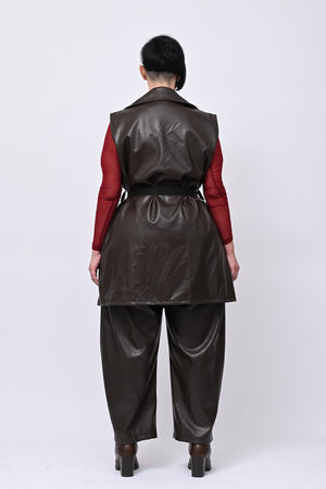Completo ecopelle gilet - Moro