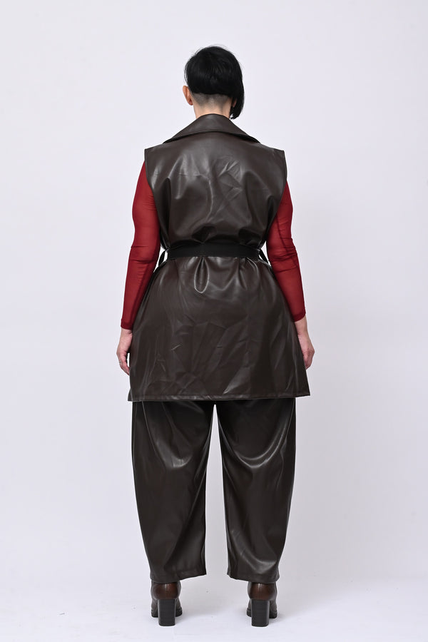 Completo ecopelle gilet - Moro