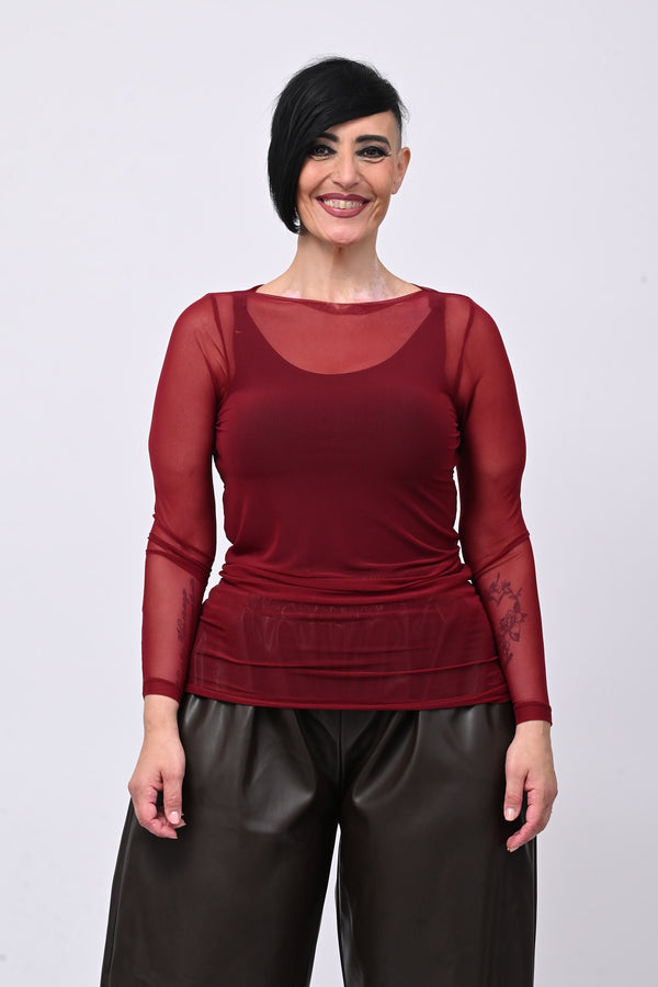 Maglia tulle lunga - Bordò