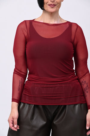 Maglia tulle lunga - Bordò