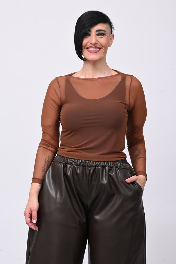 Maglia tulle lunga - Bruciato