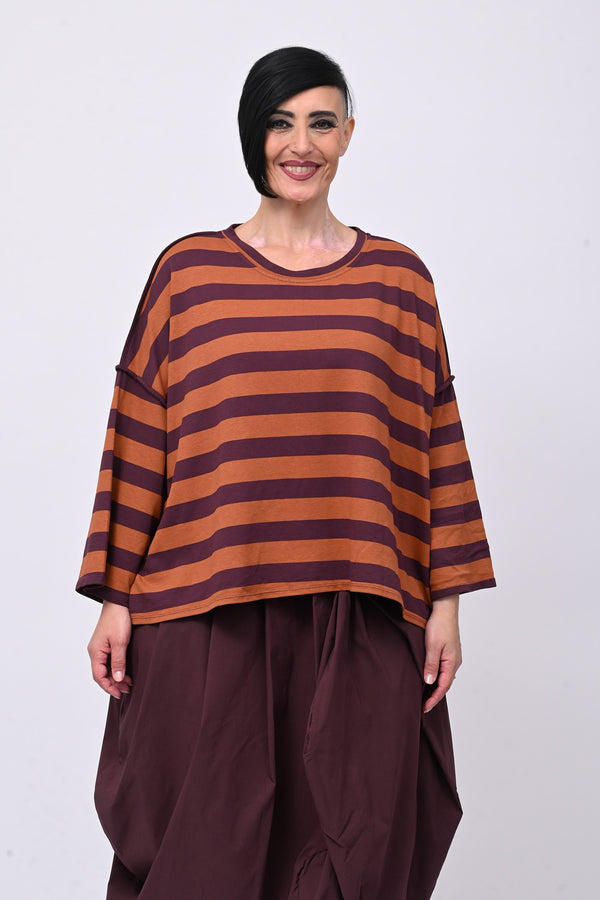 Felpa righe scatola - Ruggine
