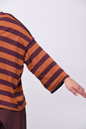 Felpa righe scatola - Ruggine