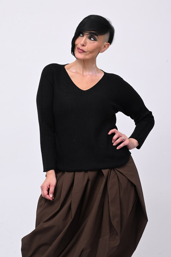 Pull basico scollo V - Nero