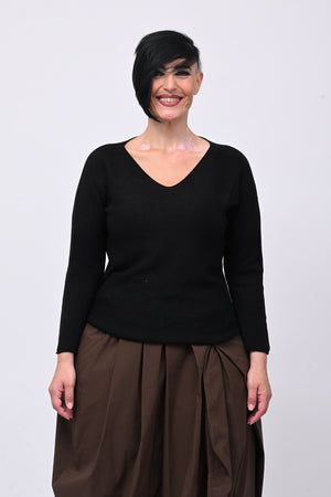 Pull basico scollo V - Nero