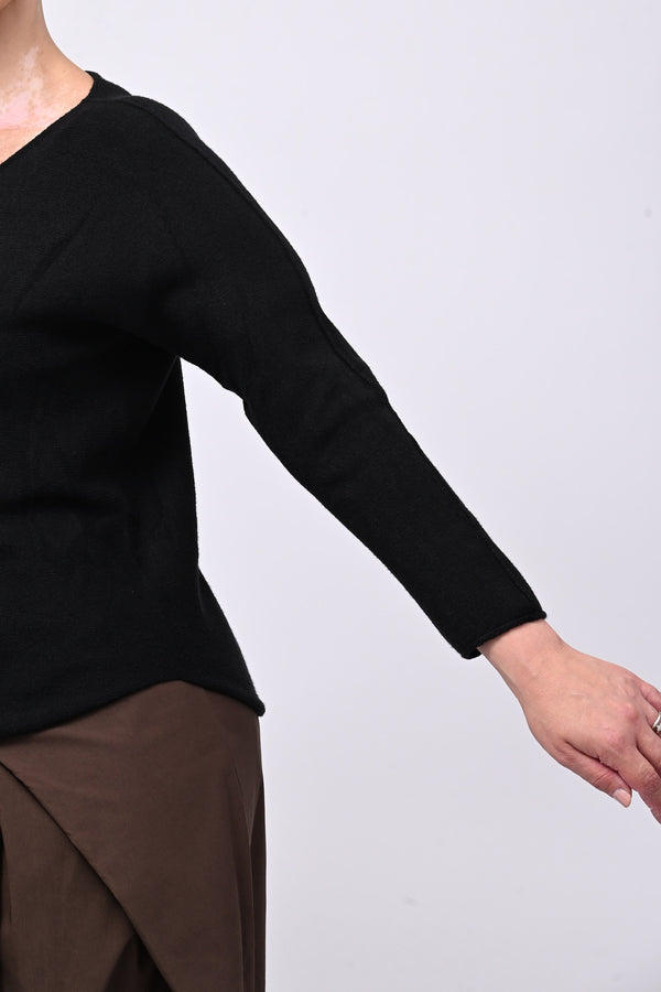 Pull basico scollo V - Nero