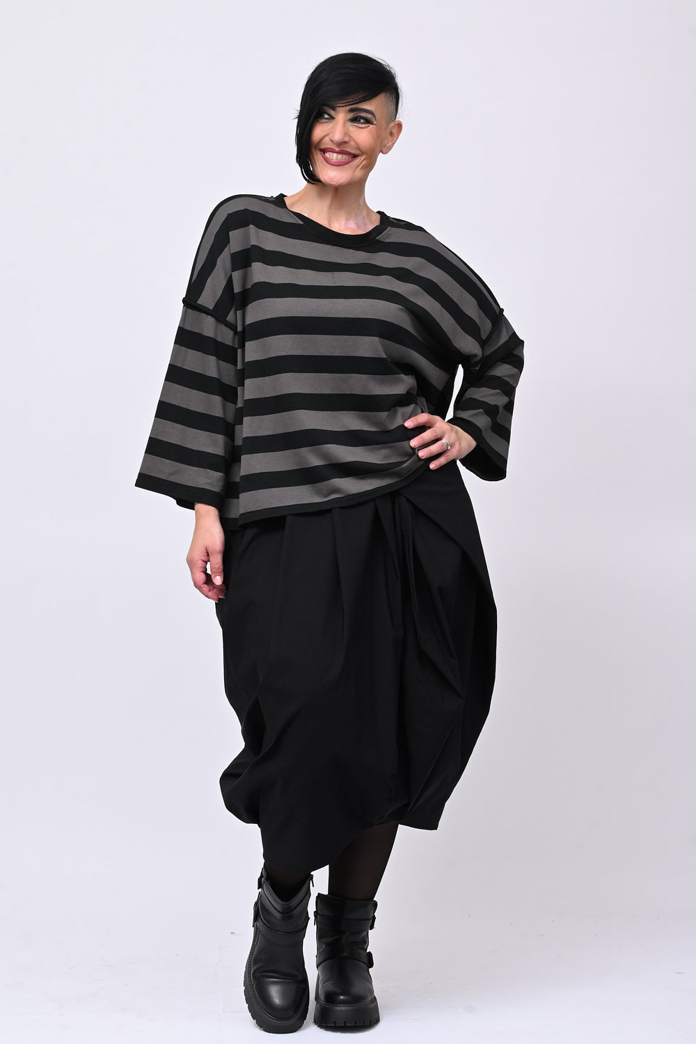 Gonna bottoni pinces - Nero