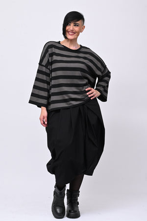 Felpa righe scatola - Nero