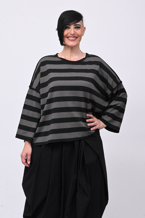 Felpa righe scatola - Nero