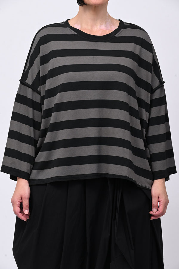 Felpa righe scatola - Nero
