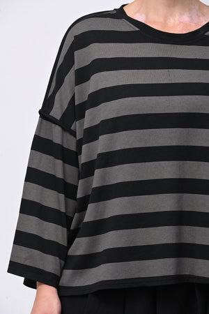 Felpa righe scatola - Nero