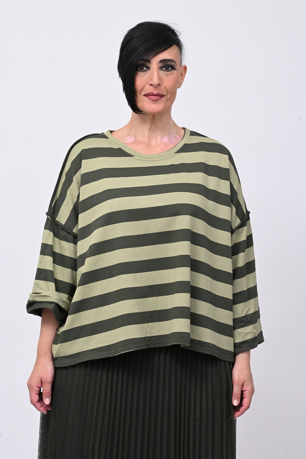 Felpa righe scatola - Militare
