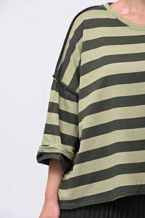 Felpa righe scatola - Militare
