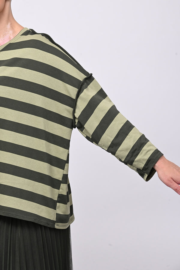 Felpa righe scatola - Militare