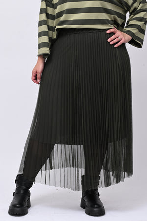 Gonna tulle plisse - Verde militare
