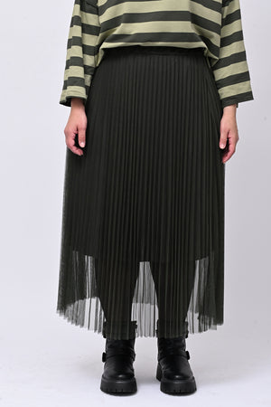 Gonna tulle plisse - Verde militare