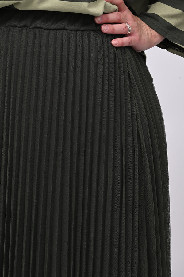 Gonna tulle plisse - Verde militare
