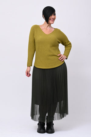Pull basico scollo V - Lime