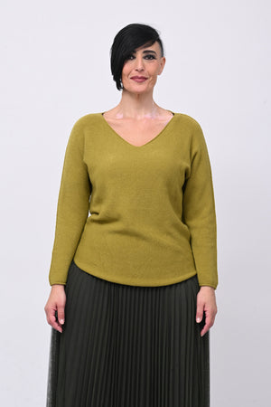 Pull basico scollo V - Lime