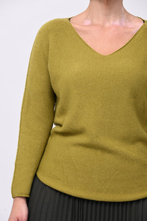 Pull basico scollo V - Lime