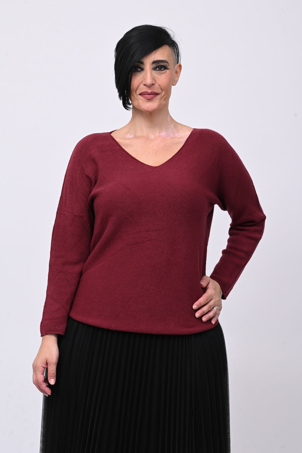 Pull basico scollo V - Vino
