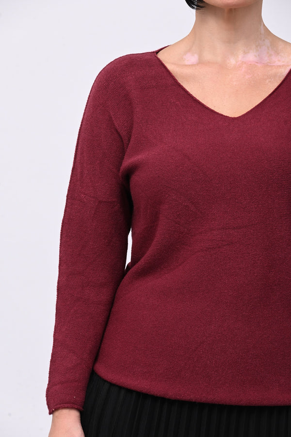 Pull basico scollo V - Vino