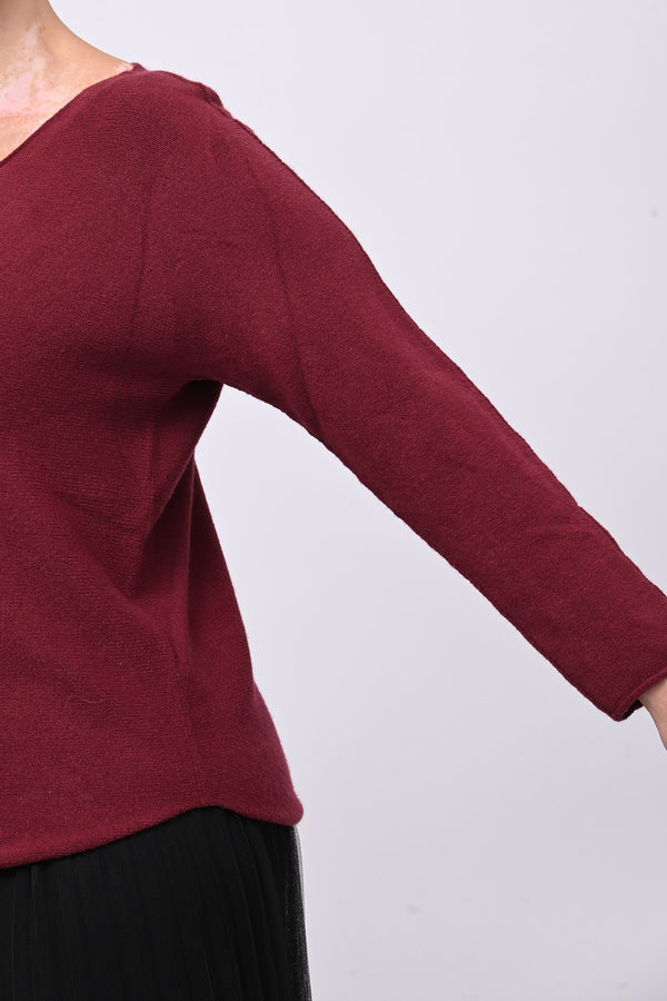 Pull basico scollo V - Vino