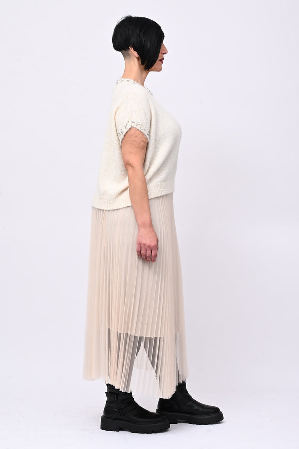 Gonna tulle plisse - Greige