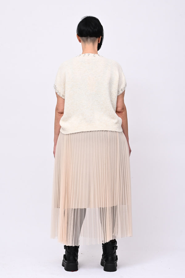 Gonna tulle plisse - Greige